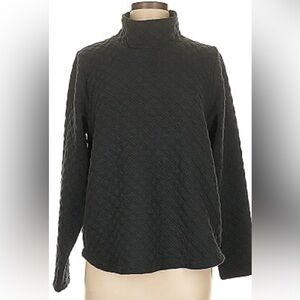New JCREW Size S Quilted Mockneck Pullover Top in Black $89 BL249
